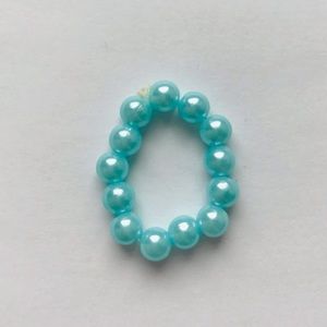 Handmade Light Blue Pearl Beaded Ring